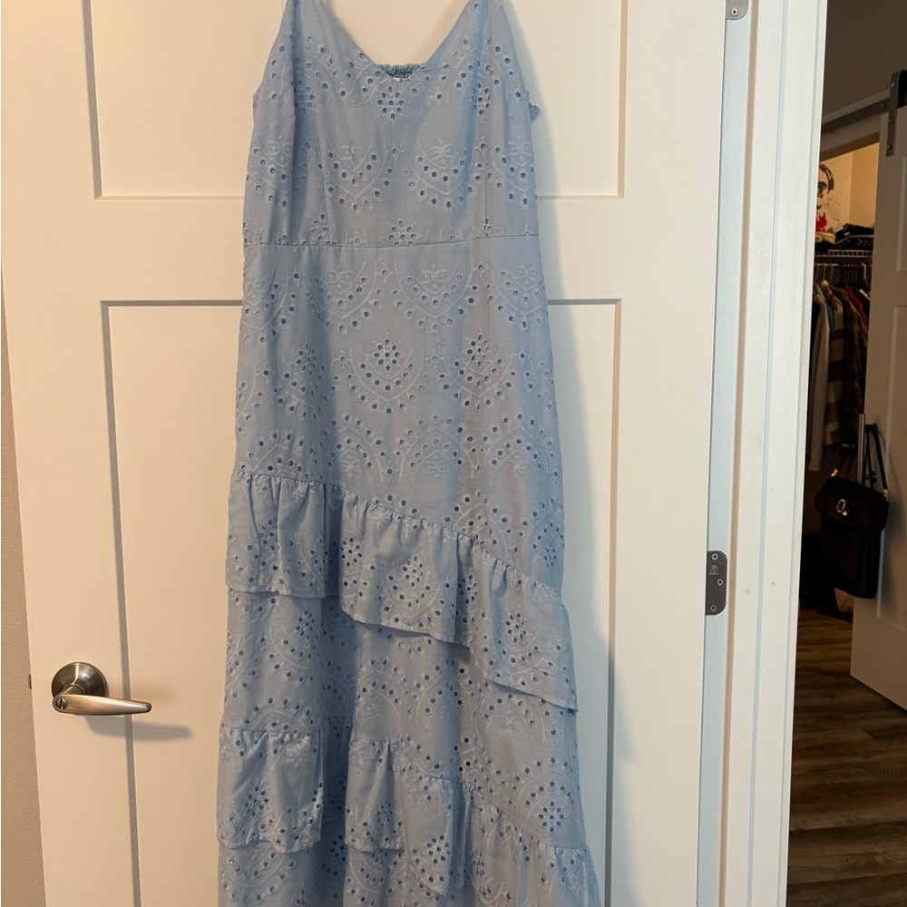 Sam Edelman Blue Eyelet Midi Dress